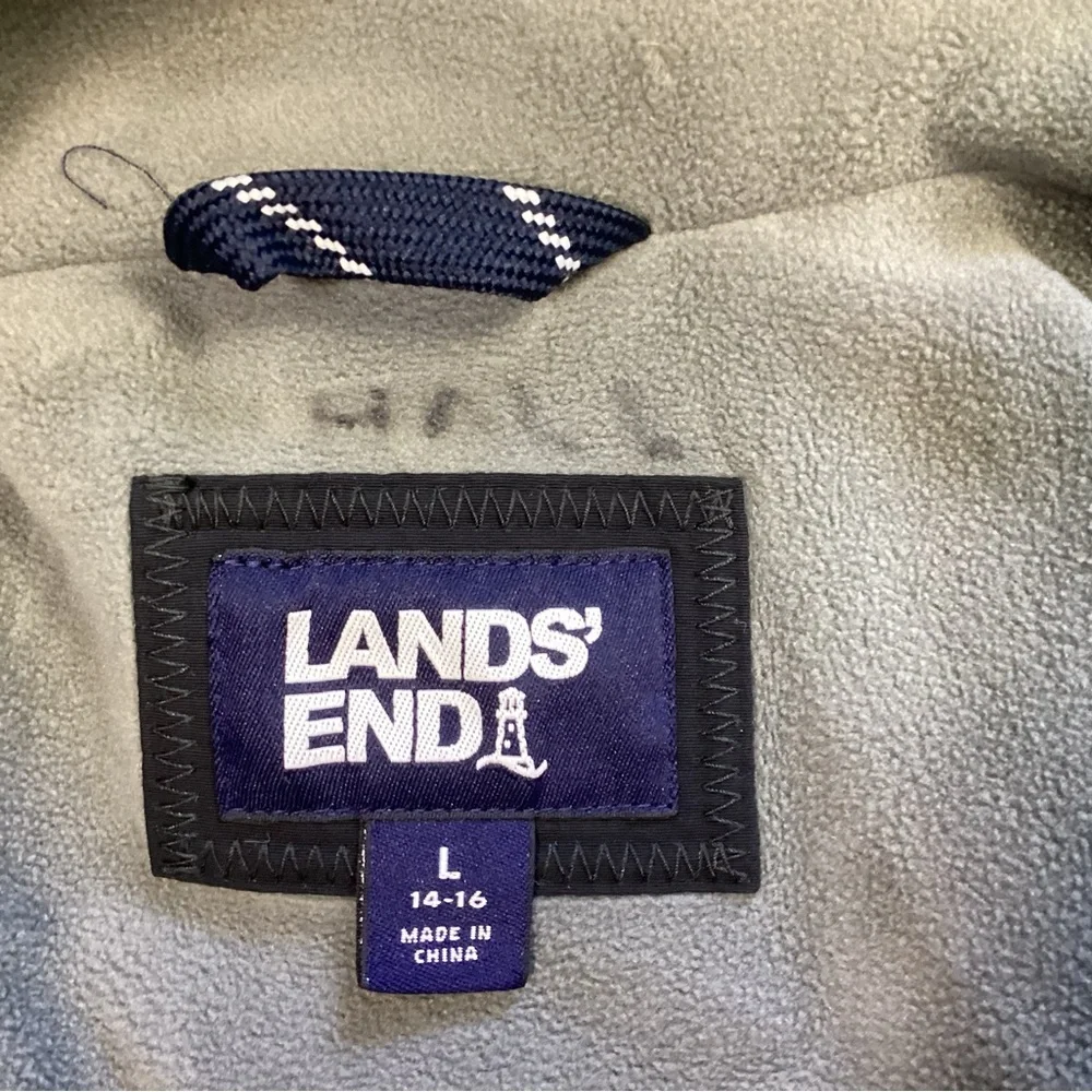 Youth Lands End Squall Fleece Lined Jacket Coat Black Gray Large 14-16‎